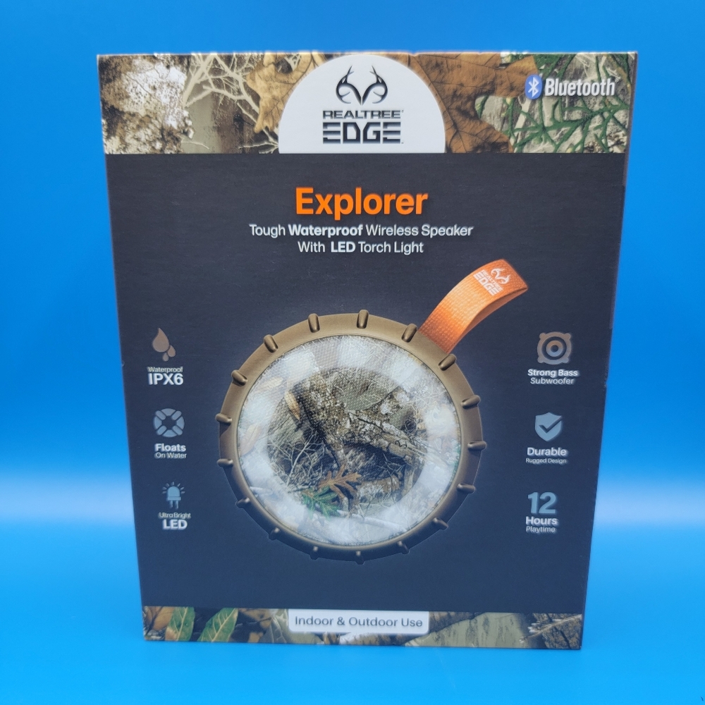 Realtree Edge Explorer Waterproof Bluetooth Speaker LED Touch Light  Floats New